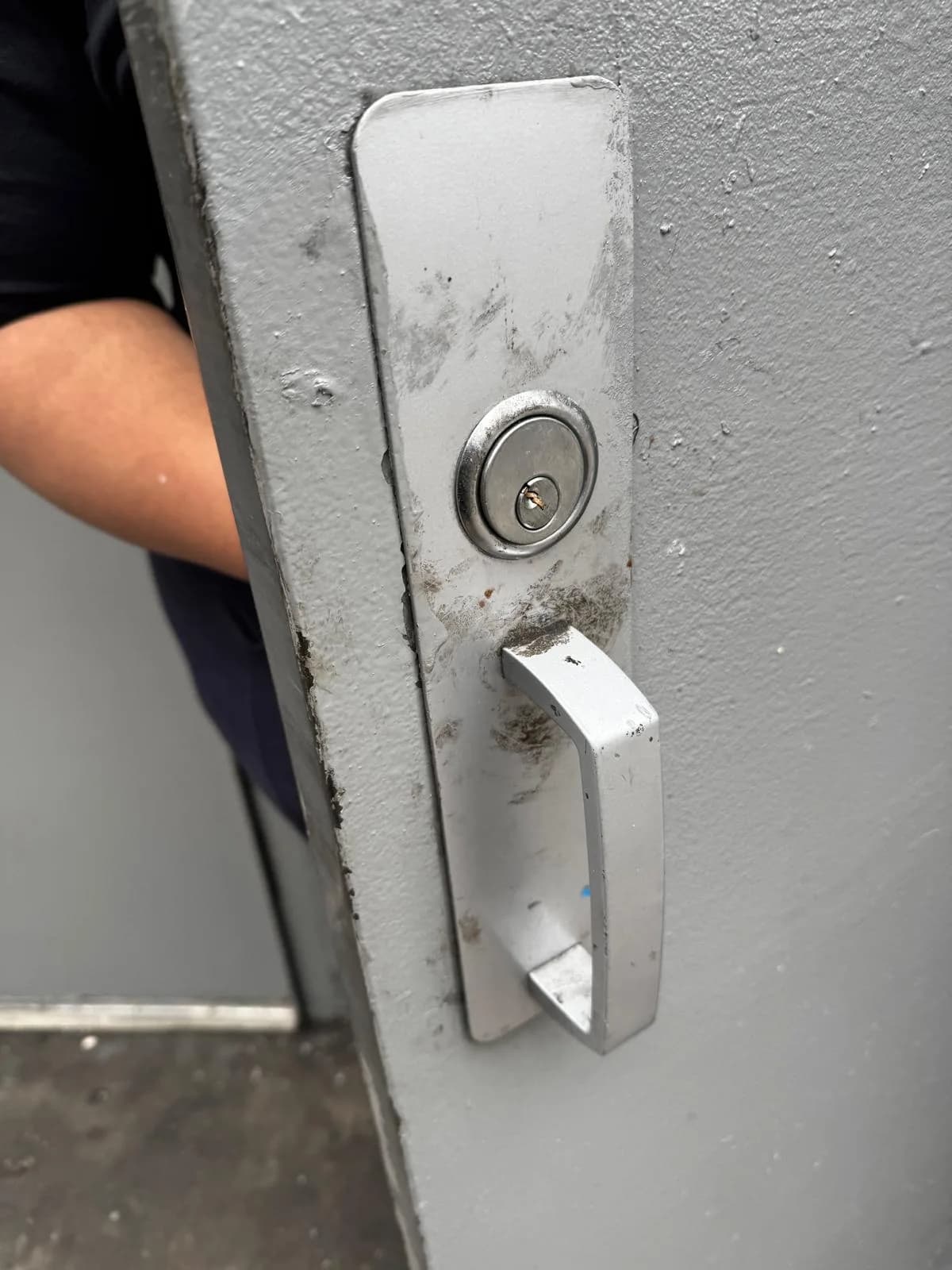 Residential door lock cylinder associated with lockout service