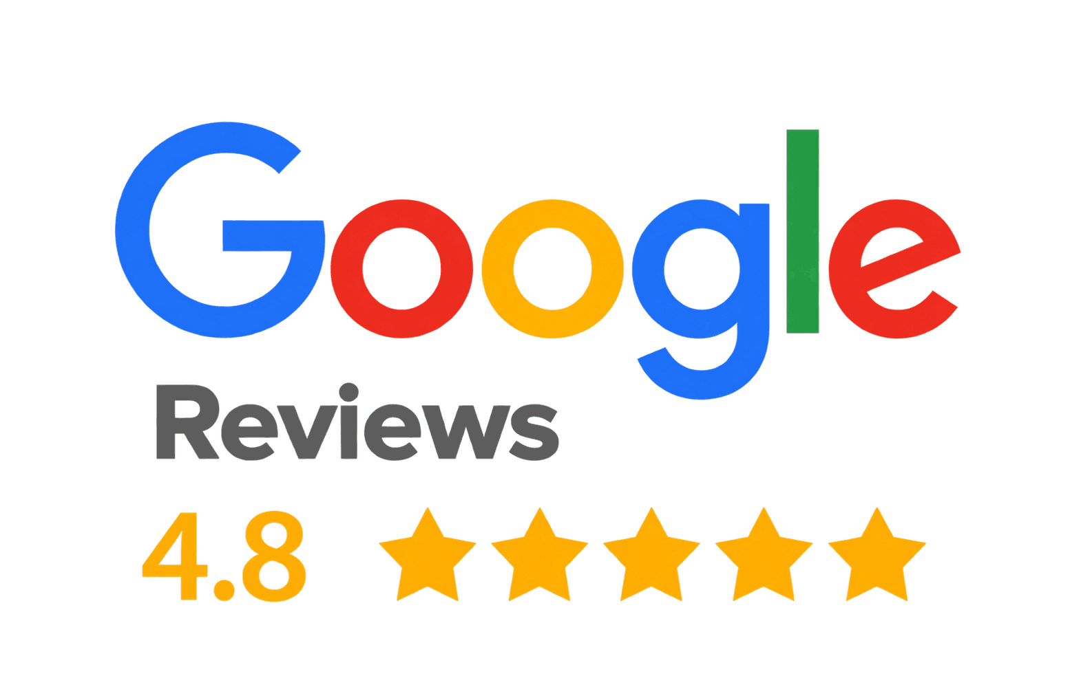 Google Reviews 4.8 out of 5 stars