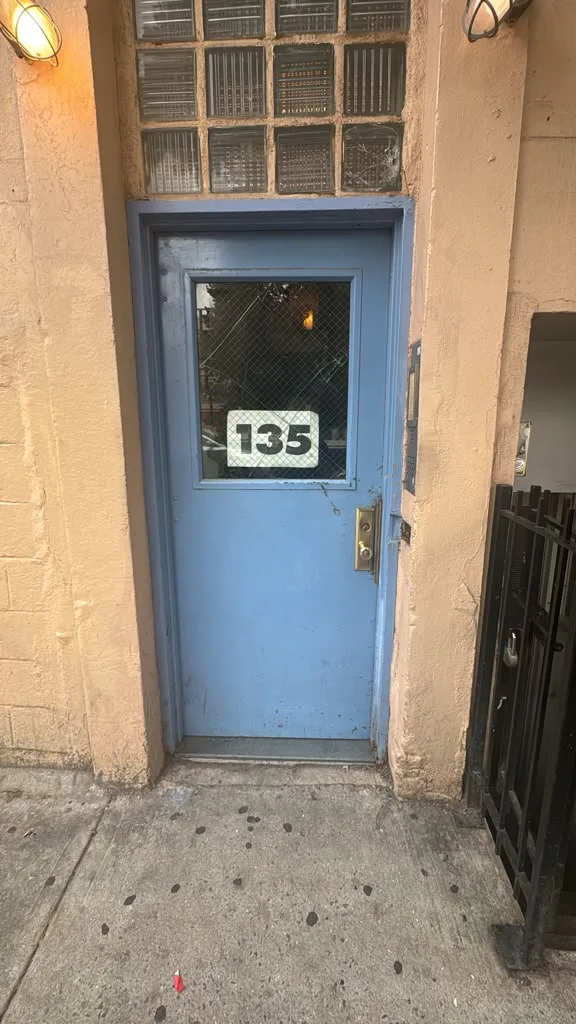 Blue metal commercial service door