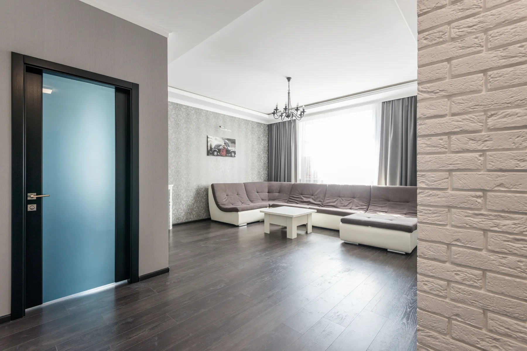 Brown doors and glass panels