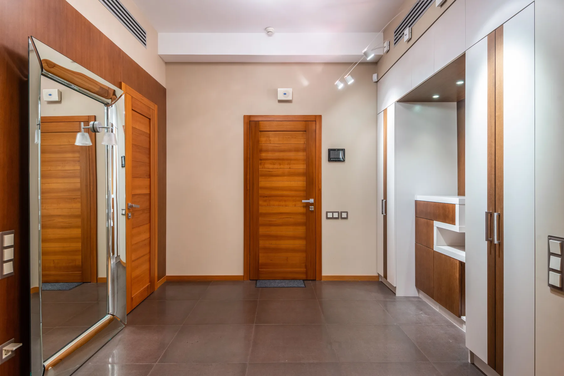 Warm wood modern entry door