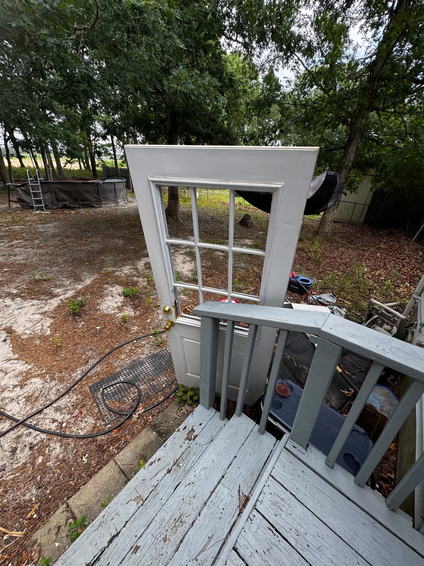 White glazed exterior door repair