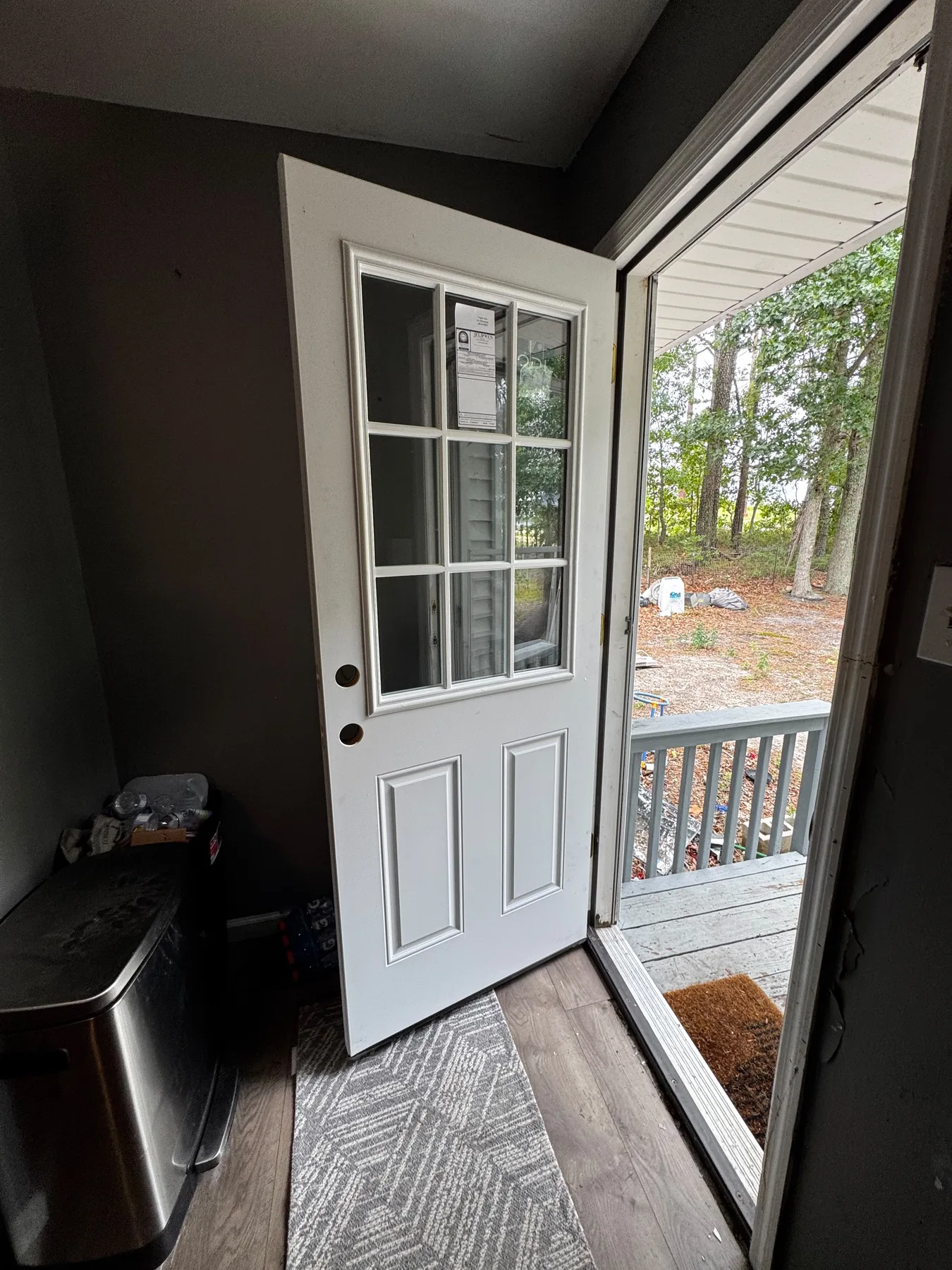 White glazed patio door open