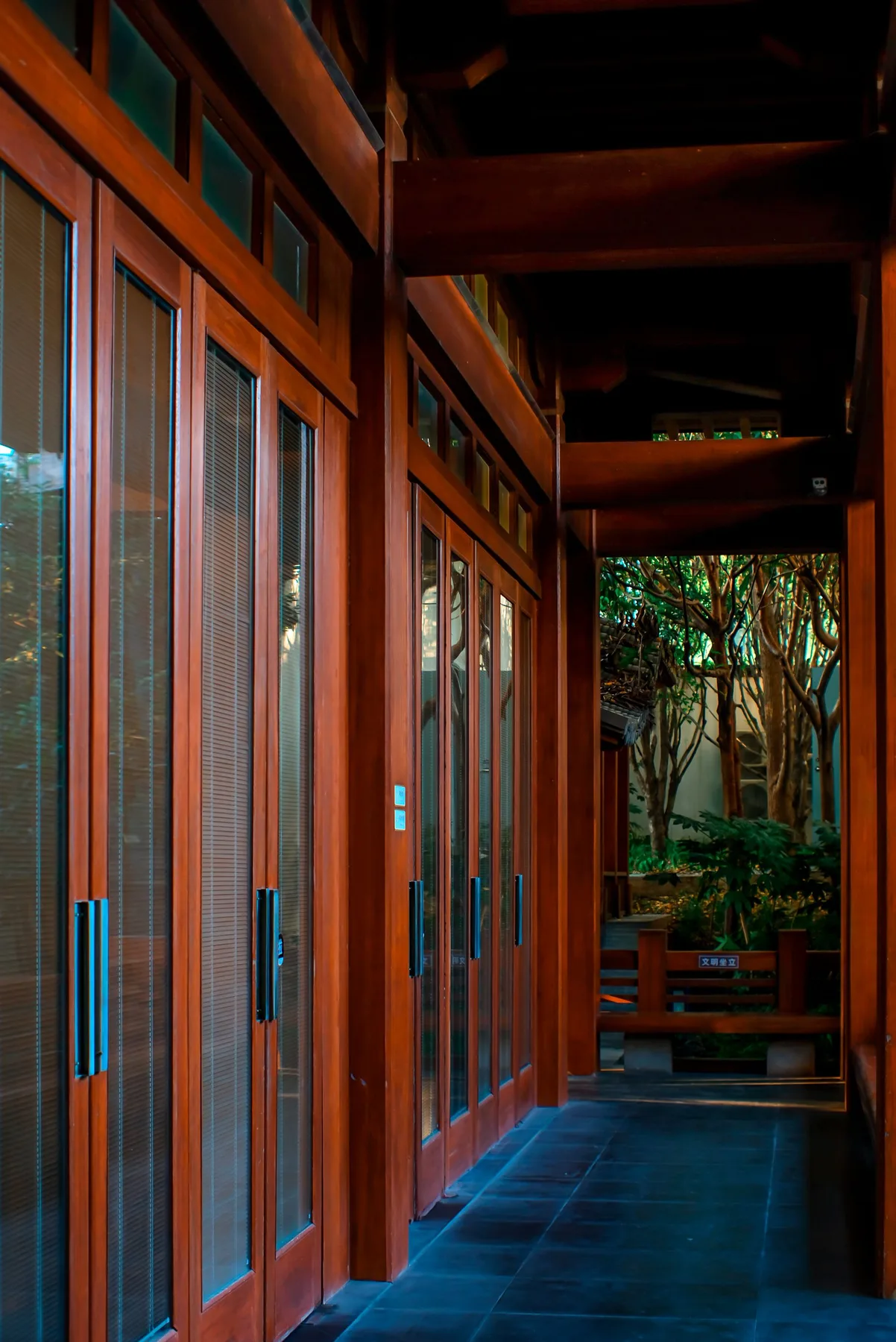 Wood clad hallway door