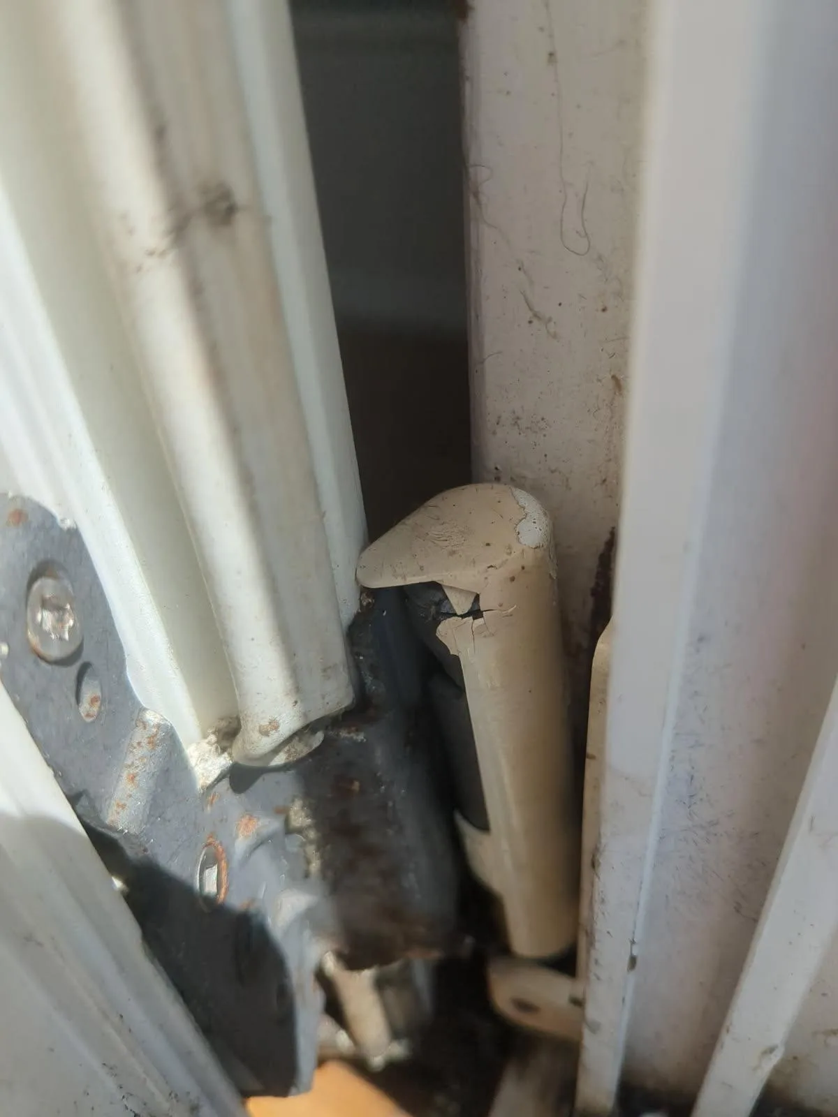 Residential door hinge closeup
