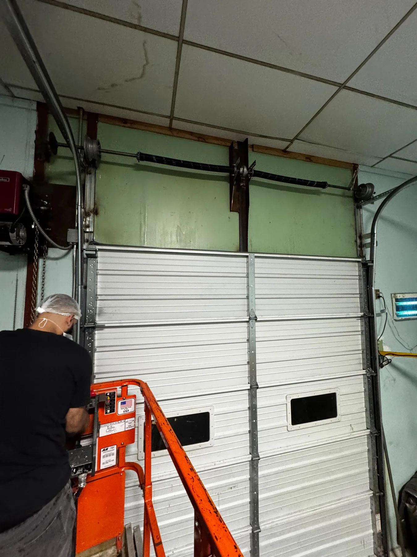 Commercial sectional garage door interior