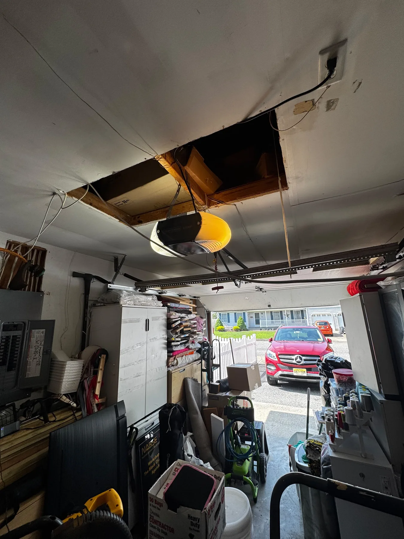 Garage door opener installation view