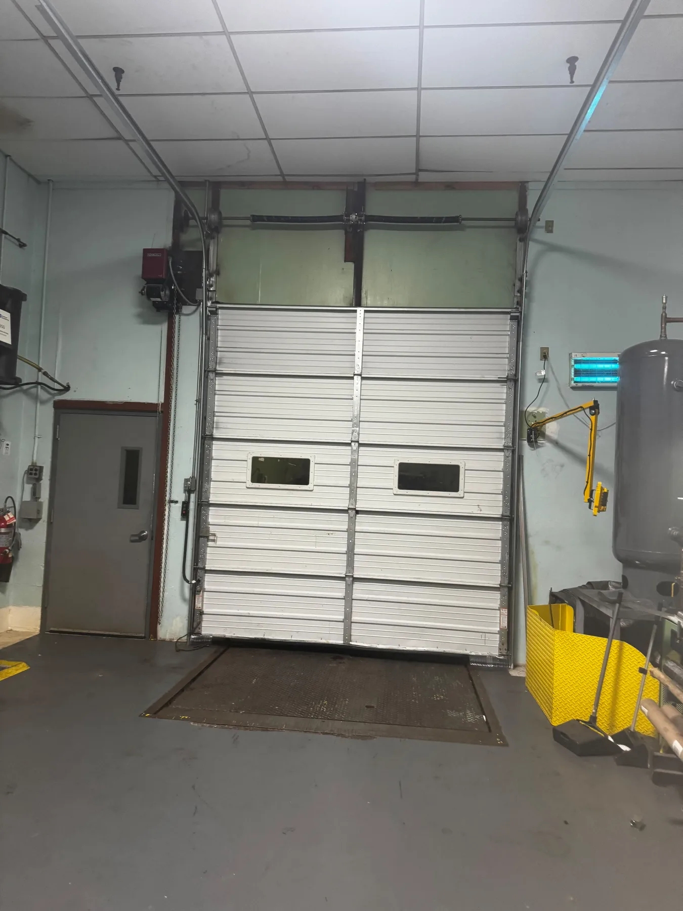 White commercial garage door customer view
