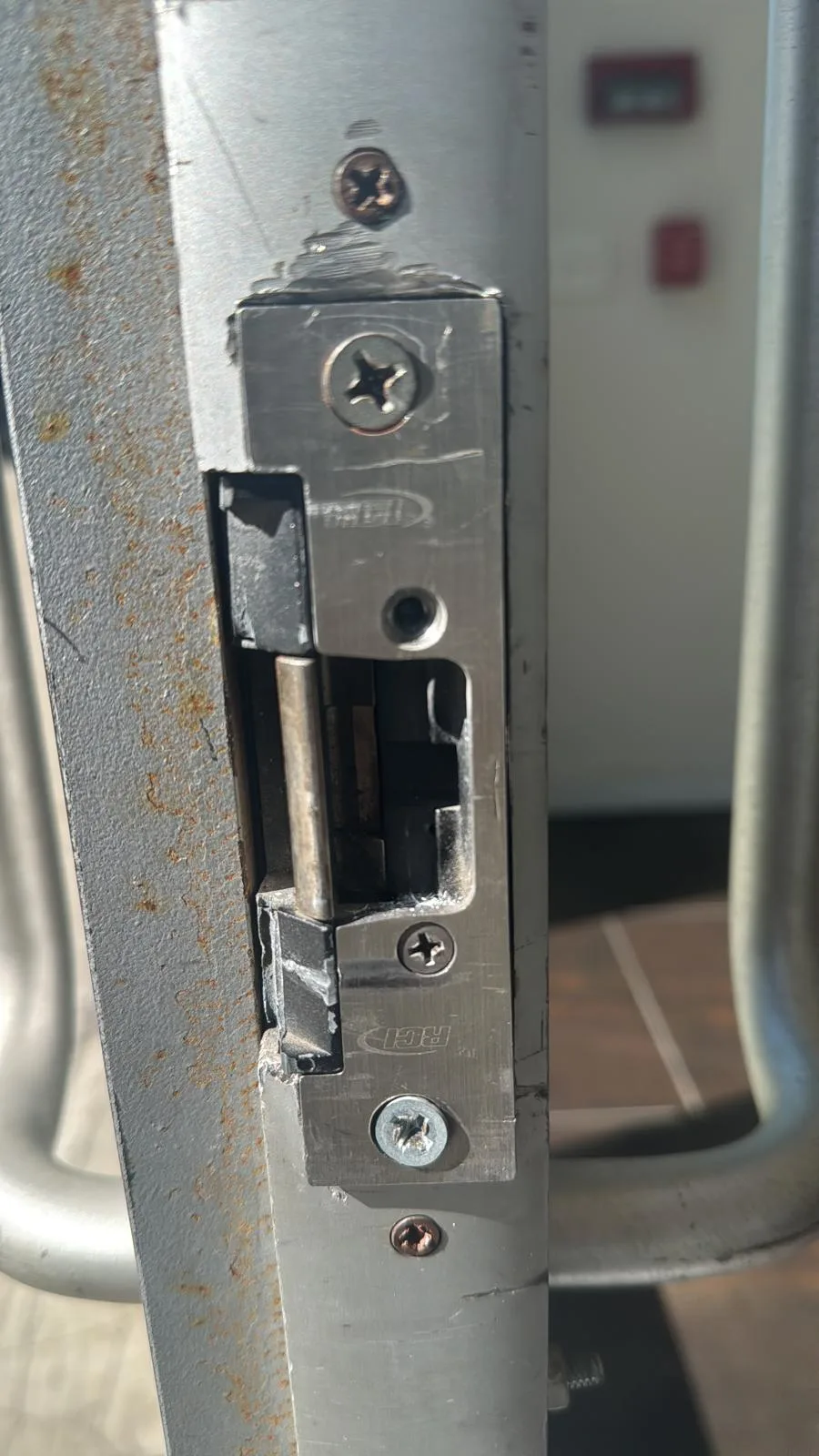 Electric door strike lock in frame