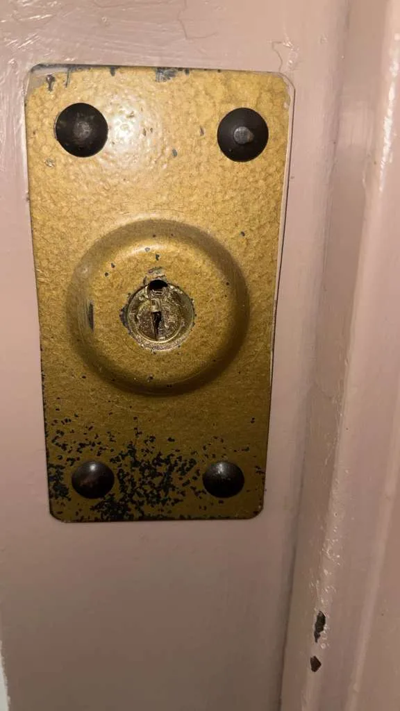 Brass deadbolt mechanism detail