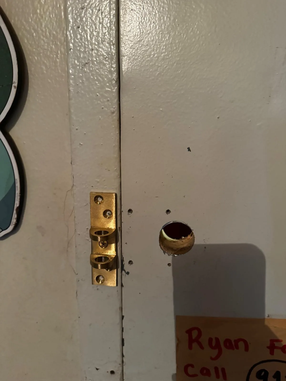 Door lock cylinder removed