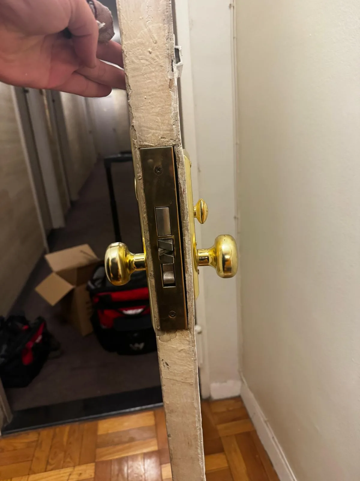 Mortise lock bolt side view